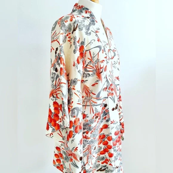 Vintage Haori Kimono Jacket Genuine Japanese in garden design size 10-14UK - Picture 4 of 10